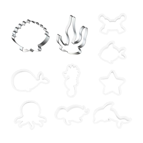 8 Stück Tier-Keksformen, 1 Muschelform, 1 Algenform, Keksausstecher, Meerestier-Kuchenform von EHDWXVZM