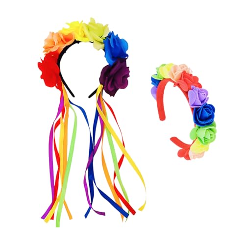 1 Regenbogen-Rosen-Streamer-Stirnband, 1 Regenbogen-Schaum-Rosen-Stirnband, Pride-Stirnband, Blumenkronen-Stirnband, Pride Day-Stirnband 1 Regenbogen-Rosen-Streamer-Stirnband, 1 Regenbogen-Schaum-Rosen-Stirnband, Pride-Stirnband, Blumenkronen-Stirnband, Pride Day-Stirnband von EHDWXVZM