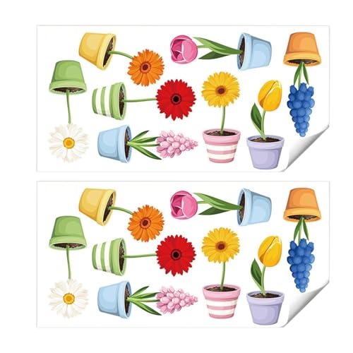 EHDWXVZM 2 Sätze Blumen -Topf -Wandaufkleber, Kreative Und Interessante Wandaufkleber Und Wohndekorationen, Geeignet Für Wohnzimmer, Schlafzimmer Und Lernen. von EHDWXVZM