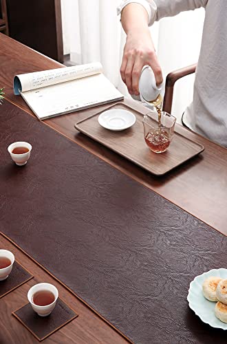 EHEIN Leder-Tischläufer, dunkelbrauner Leder-Esstischläufer, Kunstleder-Tischläufer, einfache wasserdichte Teematte, Teetisch-Tischdecke, Teetischdecke (Size : 33x240cm) von EHEIN