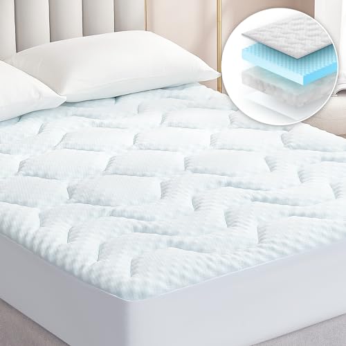 EHEYCIGA Gel Topper 120x190cm, Matratzentopper 120x190cm Memory Foam, Matratzen Topper mit extra tiefem Tasche, Weiß von EHEYCIGA