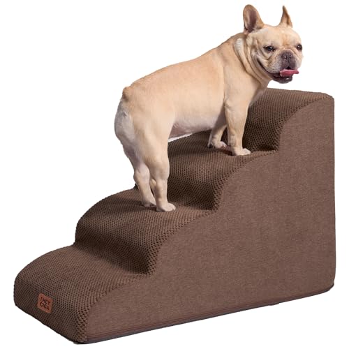 EHEYCIGA Hundetreppe für Kleine Hunde 50 cm Hoch, Haustiertreppe für Sofa Bett, Treppe für Hunde aus Hochdichtem Schwamm, Hunderampe mit Waschbarem Bezug und Rutschfestem Boden, 4 Stufen, Braun EHEYCIGA Hundetreppe für Kleine Hunde 50 cm Hoch, Haustiertreppe für Sofa Bett, Treppe für Hunde aus Hochdichtem Schwamm, Hunderampe mit Waschbarem Bezug und Rutschfestem Boden, 4 Stufen, Braun von EHEYCIGA