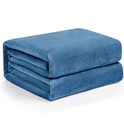 EHEYCIGA Kuscheldecke flauschig, weiche warme Fleecedecke 130x165 als Decke Sofa, Wohndecke oder Couchdecke überwurf, GrauBlau von EHEYCIGA