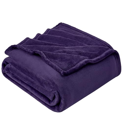 EHEYCIGA Kuscheldecke flauschig, weiche warme Fleecedecke 130x165 als Decke Sofa, Wohndecke oder Couchdecke überwurf, Violett von EHEYCIGA