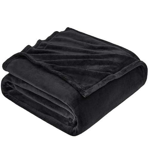EHEYCIGA Kuscheldecke flauschig, weiche warme Fleecedecke 220x240 als Decke Sofa, Wohndecke oder Couchdecke überwurf, Schwarz von EHEYCIGA