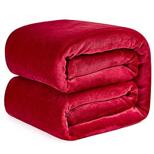 EHEYCIGA Kuscheldecke flauschig, weiche warme Fleecedecke 230x270 als Decke Sofa, Wohndecke oder Couchdecke überwurf, Dunkelrot von EHEYCIGA