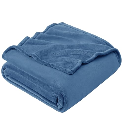 EHEYCIGA Kuscheldecke flauschig, weiche warme Fleecedecke 230x270 als Decke Sofa, Wohndecke oder Couchdecke überwurf, GrauBlau von EHEYCIGA