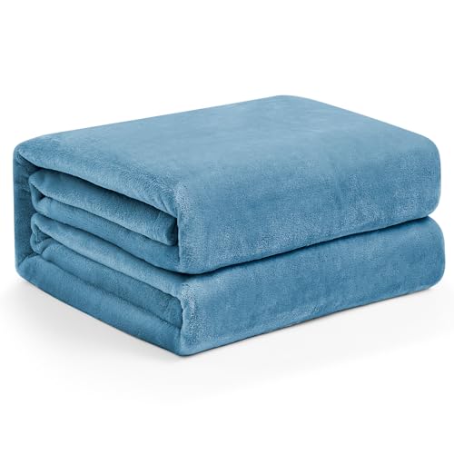 EHEYCIGA Kuscheldecke flauschig, weiche warme Fleecedecke 230x270 als Decke Sofa, Wohndecke oder Couchdecke überwurf, Hellblau von EHEYCIGA