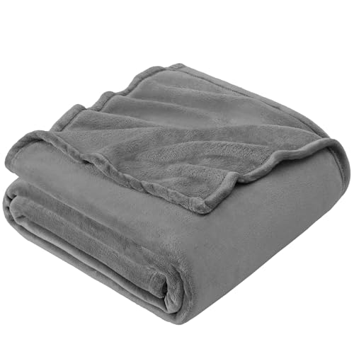 EHEYCIGA Kuscheldecke flauschig Grau, weiche warme Fleecedecke 230x270 als Decke Sofa, Wohndecke oder Couchdecke überwurf von EHEYCIGA