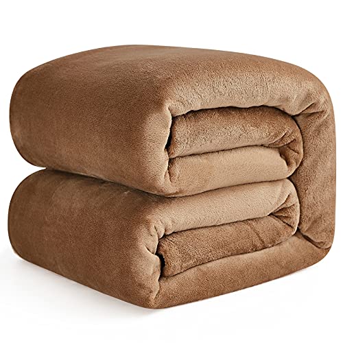 EHEYCIGA Kuscheldecke flauschig, weiche warme Fleecedecke 130x165 als Decke Sofa, Wohndecke oder Couchdecke überwurf, Camel von EHEYCIGA