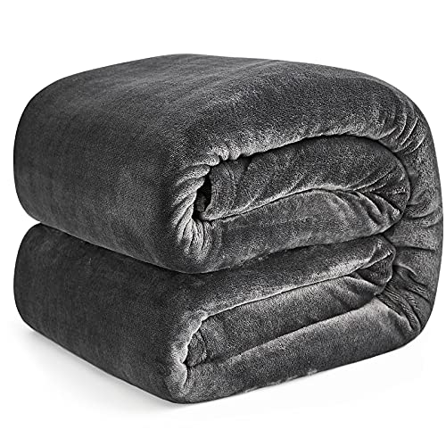 EHEYCIGA Kuscheldecke flauschig, weiche warme Fleecedecke 130x165 als Decke Sofa, Wohndecke oder Couchdecke überwurf, Dunkelgrau von EHEYCIGA