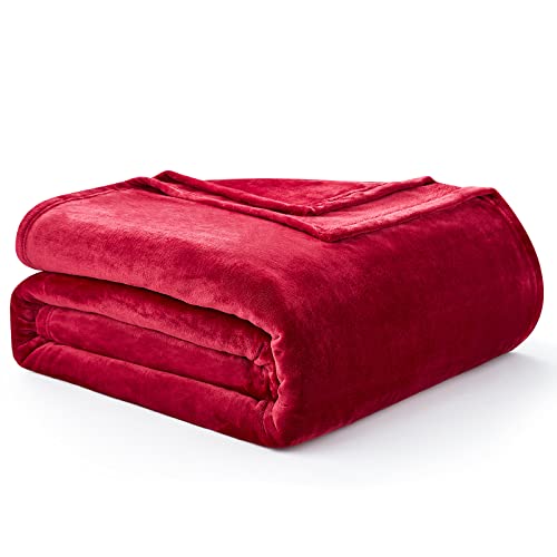 EHEYCIGA Kuscheldecke flauschig, weiche warme Fleecedecke 130x165 als Decke Sofa, Wohndecke oder Couchdecke überwurf, Dunkelrot von EHEYCIGA