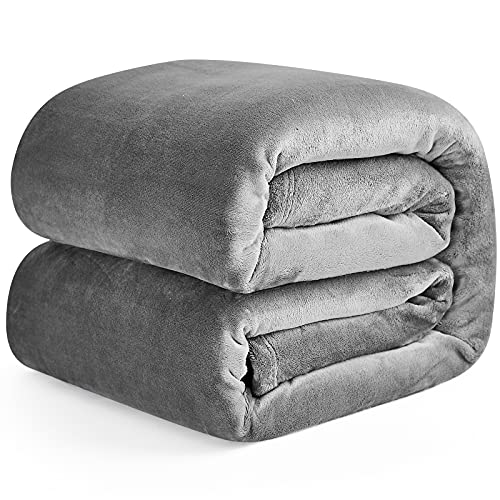 EHEYCIGA Kuscheldecke flauschig Grau, weiche warme Fleecedecke 220x240 als Decke Sofa, Wohndecke oder Couchdecke überwurf von EHEYCIGA