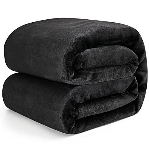 EHEYCIGA Kuscheldecke flauschig, weiche warme Fleecedecke 220x240 als Decke Sofa, Wohndecke oder Couchdecke überwurf, Schwarz von EHEYCIGA