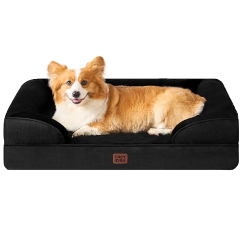 EHEYCIGA Orthopädisches Hundebett Grosse Hunde, 104x69x15cm, Memory Foam Hundekorb Mittelgroße Hunde, Waschbar Hundesofa Wasserdicht rutschfest, Hundecouch mit Hohem Rand, Schwarz von EHEYCIGA
