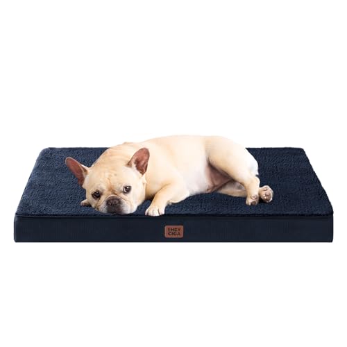 EHEYCIGA Orthopädisches Hundebett Kleine Hunde 76x51x9cm, Hundekissen Waschbar Flauschig, Hundematte Hundematratze für Kiste, Marine Blau von EHEYCIGA
