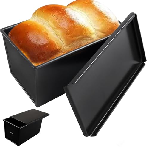 EHIOG Brotbackform mit Deckel – Rechteckige Backform 19,6×10,6×11 cm aus Aluminium-Stahl, Antihaftbeschichtet, für Brot, Toast, Kuchen & Brötchen – Leicht zu Entformen, Vielseitig verwendbar von EHIOG