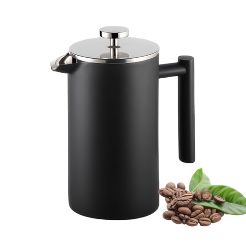 EHIOG Kaffeebereiter French press 1 liter, Tragbare Cafetière, Kaffeemaschine mit dreifachem Edelstahlfilter & isolierten Wänden, Kann zur Zubereitung von Kaffee, Tee und Milchschaum verwendet werden von EHIOG
