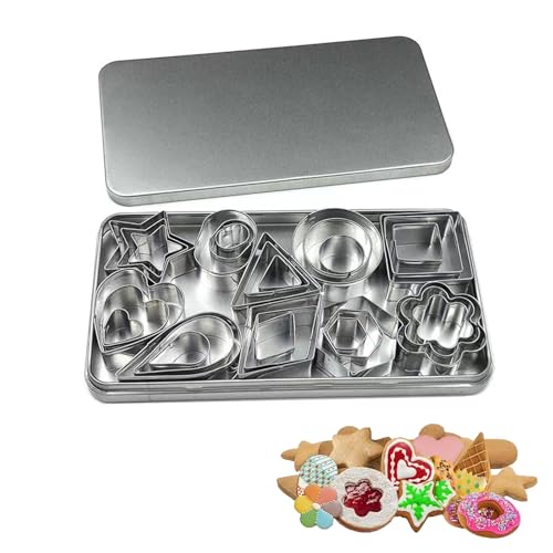 Mini-Ausstecher Ausstechformen aus Edelstahl Set-30 Stück,DIY Fondant Plätzchenausstecher,Blumen Ausstecher,Sternblumen-Sechseck Rundes Herz Quadratisches Dreieck Regentropfen Formen Cutter von EHIOG