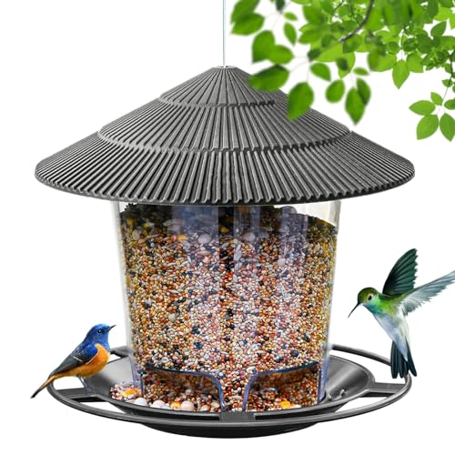 Vogelfutterhaus,Vogelfutterhaus Zum AufhäNgen,Vogelfutterspender Balkon,Wetterfest,Robust + ZuverläSsig Zum AufhäNgen,Futterhaus FüR VöGel Aus Kunststoff,FüR Garten Balkon Deko DraußEn (Grau) von EHIOG