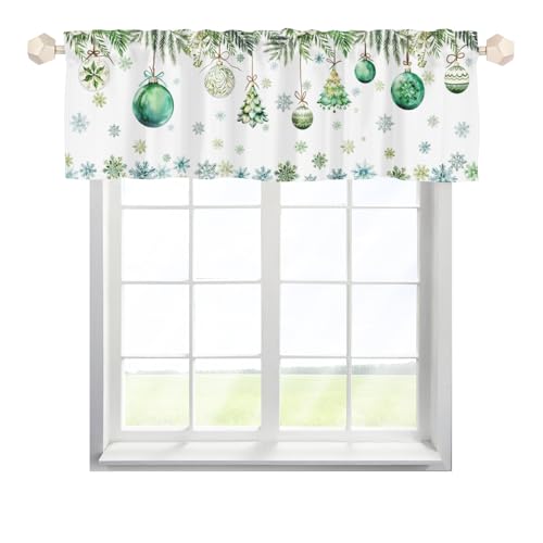 EHJOS Weihnachten Schneeflocke Scheibengardinen Bistrogardine mit Stangendurchzug Stores Gardinen Schals Modern Fensterschal für Wohnzimmer Schlafzimmer Kinderzimmer 137x45cm,2 Stück von EHJOS