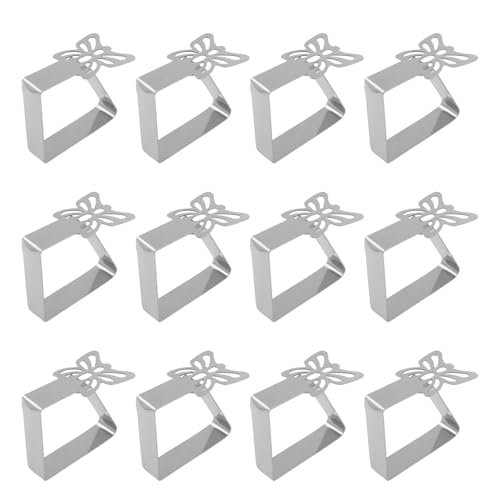 EHJRE 12 Stück Edelstahl Tischdecken Clips, Metall Tischklammern, Picnic Tablecloth Clips, Table Cloth Holding Clip, Tischdecke Clips Klemmen für Gartentisch, Restaurant, Schmetterlingsform von EHJRE