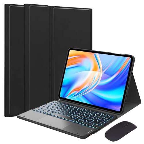 EHLCYS Keyboard Case for Lenovo Tab M10 Plus 10.3-inch (TB-X606F/TB-X606X), [QWERTZ German] with Mouse 7 Color Lighting Magnetic Removable Bluetooth Smart Touchpad Keyboard von EHLCYS
