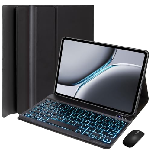 EHLCYS Keyboard Case for OnePlus Pad 2 (12.1 Inch) 2024 Release, German QWERTZ 7 Color Lighting Removable Bluetooth Keyboard, Intelligent Slim Protective Case with Pen Holder and Mouse von EHLCYS