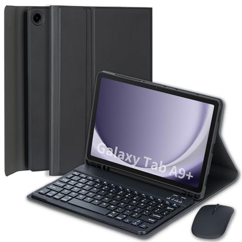 EHLCYS Keyboard Case for Samsung Galaxy Tab A9 Plus / A9+ 11 Pulgadas 2023 Modelo (SM-X210/X216/X218), Removable Bluetooth QWERTY Keyboard Protective Case with Pencil Holder and Mouse,Schwarz von EHLCYS