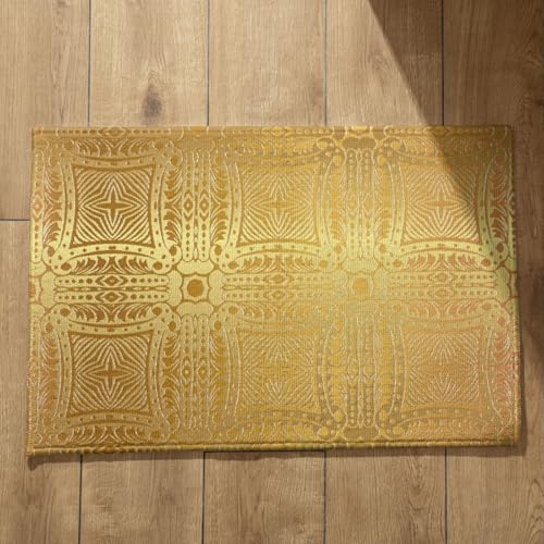 EHOMERY Fußmatte Innen Lang Schmal Sauberlaufmatte Flach Retro-Muster Schmutzfangmatte Flur Türmatte Außen Natur 40x60cm, rutschfeste Dekorative Fußmatte Aus Plüschbaumwolle von EHOMERY