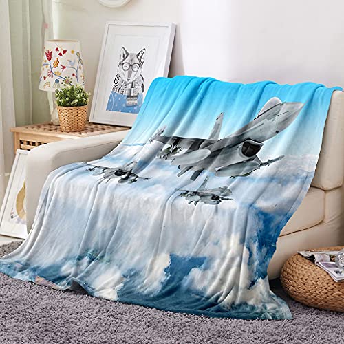 EHOMERY Große Kuscheldecke Decke Indianer Decke Sofa Kuscheldecke Weiche Decke Flauschig Flugzeug Landschaft Camping-Decke Dekorative Weiche Kuscheldecken Blau 200x150cm von EHOMERY