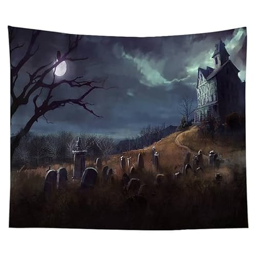 EHOMERY Hippie Wandteppich Tapisserie XXL Bunt Halloween-Horror-Schloss-Dekoration Wandtuch Schlafzimmer Wandbehang Deko Wandschmuck Groß Schlafzimmer Wohnzimmer Wanddekoration 95X73Cm von EHOMERY