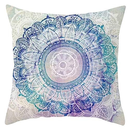 EHOMERY Kissenbezüge Couchkissen Kissenhülle Personalisiert Mandala-Blume-Blatt-Muster Flachs Zierkissenbezüge Indie Kissenbezug Anime Wohnzimmer Sofa Dekoration Grünbeige 20X20 Inches von EHOMERY