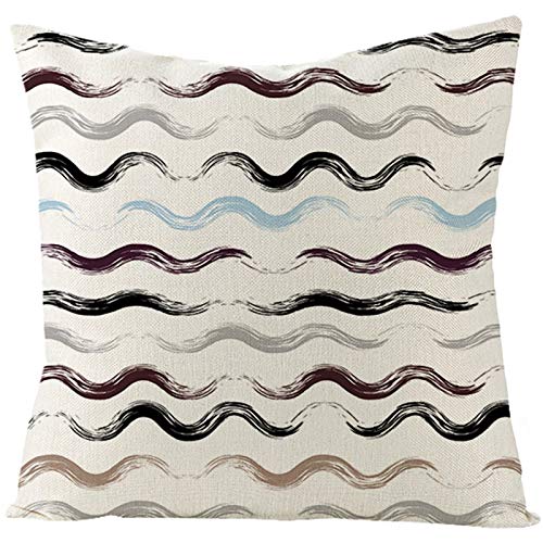 EHOMERY Kissenbezüge Für Loungemöbel Kissenhülle Landhausstil Einfacher Gewellter Streifen Samt Zierkissenbezüge Flauschig Kissenbezug Sofa Wohnzimmer Dekoration Beige Schwarz 20X20 Inches von EHOMERY