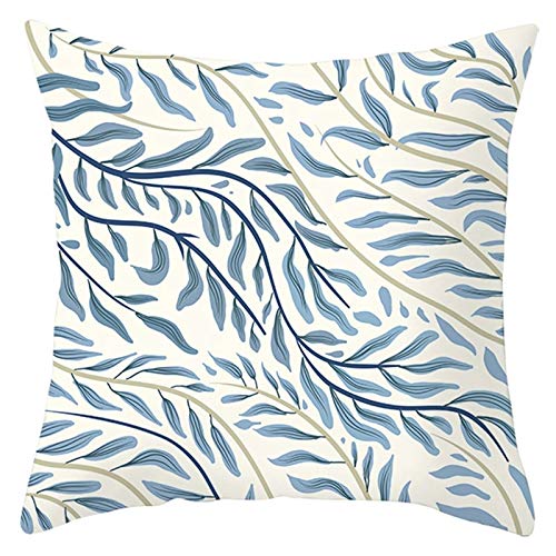 EHOMERY Kissenbezüge Landhausstil Kissenbezug Jungs Blätter Flachs Zierkissenbezüge Kissenbezüge Abstrakt Kissenhülle Urban Wohnzimmer Sofa Dekoration Hellbraun Blau 16X16 Inches von EHOMERY