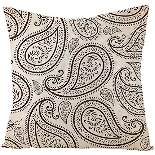 EHOMERY Kissenbezügegarten Kissenbezug Indianer Blumenmuster Samt Zierkissenbezüge Kissenbezüge Vintage Kissenbezug Länglich Wohnzimmer Sofa Dekoration Kaffee-Beige 16X16 Inches von EHOMERY