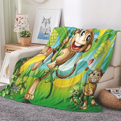 EHOMERY Kuscheldecke Flauschig Sofa Decke XXL Kuscheldecke Lustig Umzug Decken AFFE Karikatur Nickerchen-Decken Dekorative Weiche Kuscheldecken Grün 200x150cm von EHOMERY