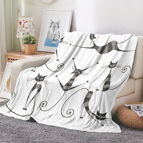 EHOMERY Kuscheldecke Lieblingsmensch Decke Dünn Leicht Kuscheldecke Junge Decke XL Katze Sommerdecke Dekorative Weiche Kuscheldecken Schwarz Und Weiß 240x180cm von EHOMERY