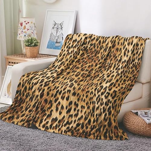 EHOMERY Kuscheldecke Quilt Warme Decke Outdoor Winter Kuscheldecke Camping Decke Warm Leopardenmuster Camping-Decke Dekorative Weiche Kuscheldecken Gelb 200x150cm von EHOMERY