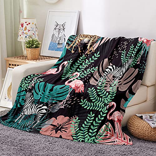 EHOMERY Kuscheldecke Tochter Decke Tisch Wohnzimmer Kuscheldecke Natur Decke Vater Flamingo Karikatur Sommerdecke Dekorative Weiche Kuscheldecken Schwarz 240x180cm von EHOMERY
