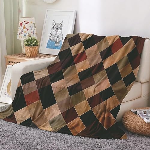 EHOMERY Stitch Kuscheldecke Decke Mama Kuscheldecke Quilt Warme Deko Gitter Hosting-Decke Dekorative Weiche Kuscheldecken Braun 200x150cm von EHOMERY