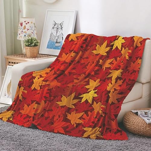 EHOMERY Stitch Kuscheldecke Warme Decke Mit Heizung Kuscheldecke Queen Decke Warm Ahornblatt Frühlingsdecke Dekorative Weiche Kuscheldecken Orange Farbe 150x100cm von EHOMERY