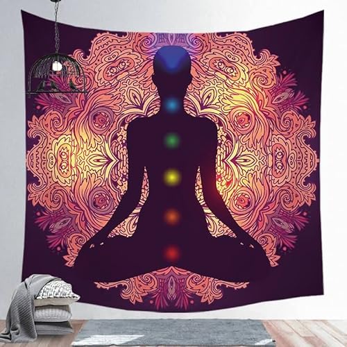 EHOMERY Tapisserie Wandbehang Wandteppich Wanddekoration Außen Bunt Mandala-Yoga Wandbehang Innen Wanddekoration Jugendzimmer Mädchen Wandschmuck Groß Schlafzimmer Wohnzimmer 150X200Cm von EHOMERY