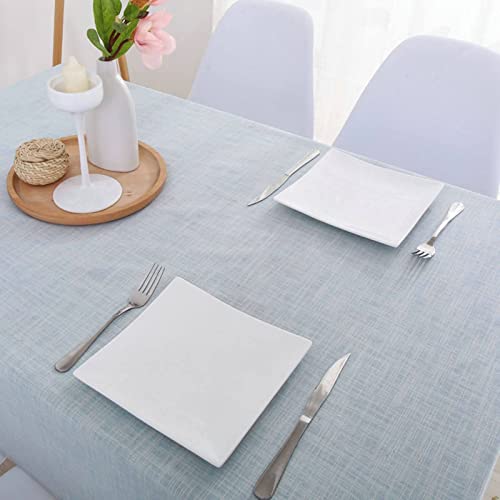 Tischdecke Baumwolle Gewachst Tischtücher Vintage Einfache Reine Farbe Tischdecke Baumwolle Uni Tischtuch Quadratisch Groß Hellblau Tischschutz Dekoration 130X160Cm von EHOMERY