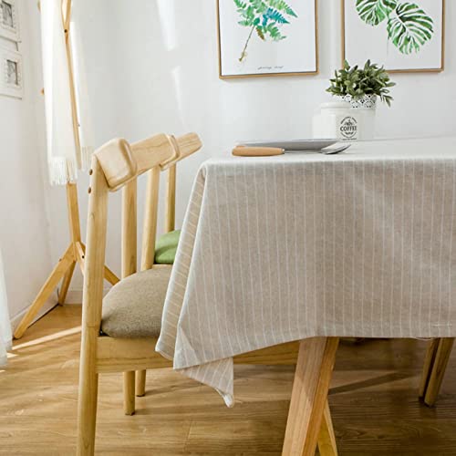 EHOMERY Tischdecke Hochzeit Stoff Tischtuchpapier Reiner Farbstreifen Tischdecke Baumwolle Retro Table Cloth Wedding Beige Gelb Tischschutz Dekoration 120X180Cm von EHOMERY