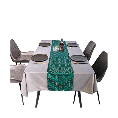 EHOMERY Tischdecken Lotuseffekt, Fiber Grün Gold Tischläufer Einfache Samtraute Tischläufer Velvet 32x180CM von EHOMERY