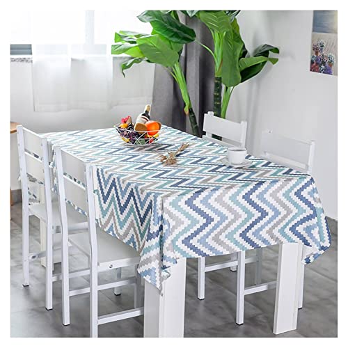 Tischdeckenbeschwerer Extra Schwer Tischtücher Bügelfrei Vertikales Wellenmuster Abwaschbare Tischdecke Essen Tischwäsche Landhausstil Blau Grau Tischschutz Dekoration 120X120Cm von EHOMERY