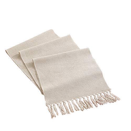 EHOMERY Tischdekoration Für Kinder, Tischdeko Beige Geburtstag Gitter Tischläufer Cotton Linen 33x240CM von EHOMERY