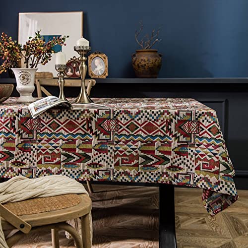 EHOMERY Wachstischdecke Abwaschbar Tisch Decken Folien Jacquard Im Geometrischen Böhmischen Stil Tischdeckedino Table Cloth Living Room Bunt Tischschutz Dekoration 90X90Cm von EHOMERY