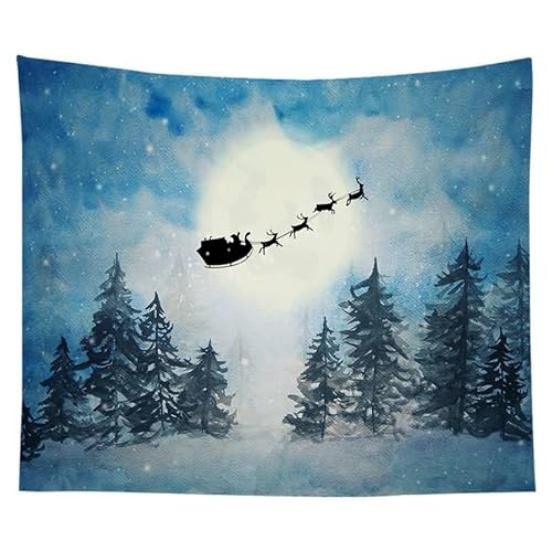 EHOMERY Wandbehang Gross Wanddekoration Hochzeit Bunt Weihnachten Weihnachtsbaum Schnee Wandteppich XXL 3D Für Küche Wandschmuck Groß Schlafzimmer Wohnzimmer Wanddekoration 130X150Cm von EHOMERY